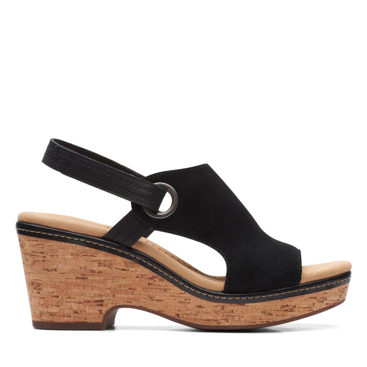 Black Clarks Giselle Sea Wedge Sandals | 23765407