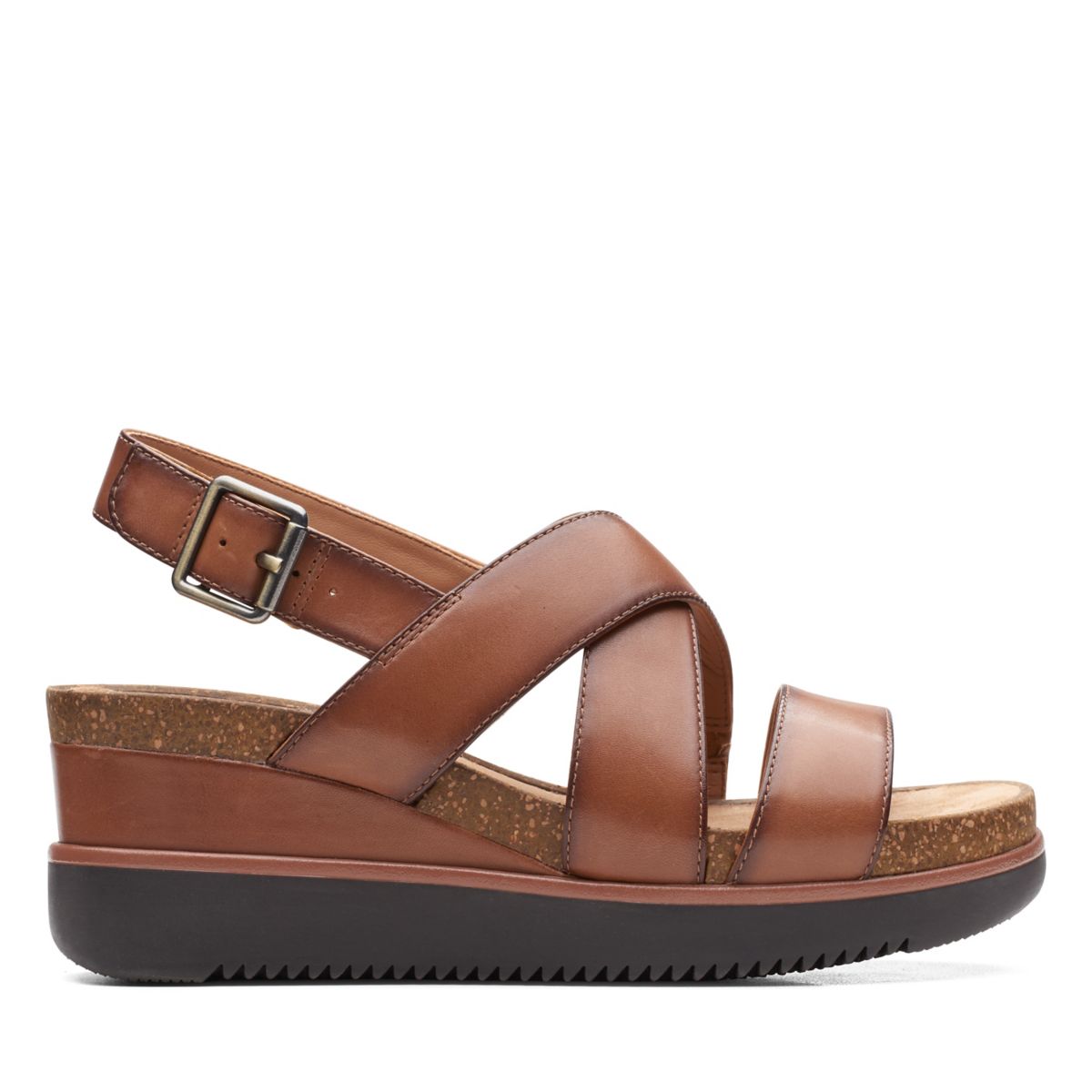 Dark Brown Clarks Lizby Cross Wedge Sandals | 69729476