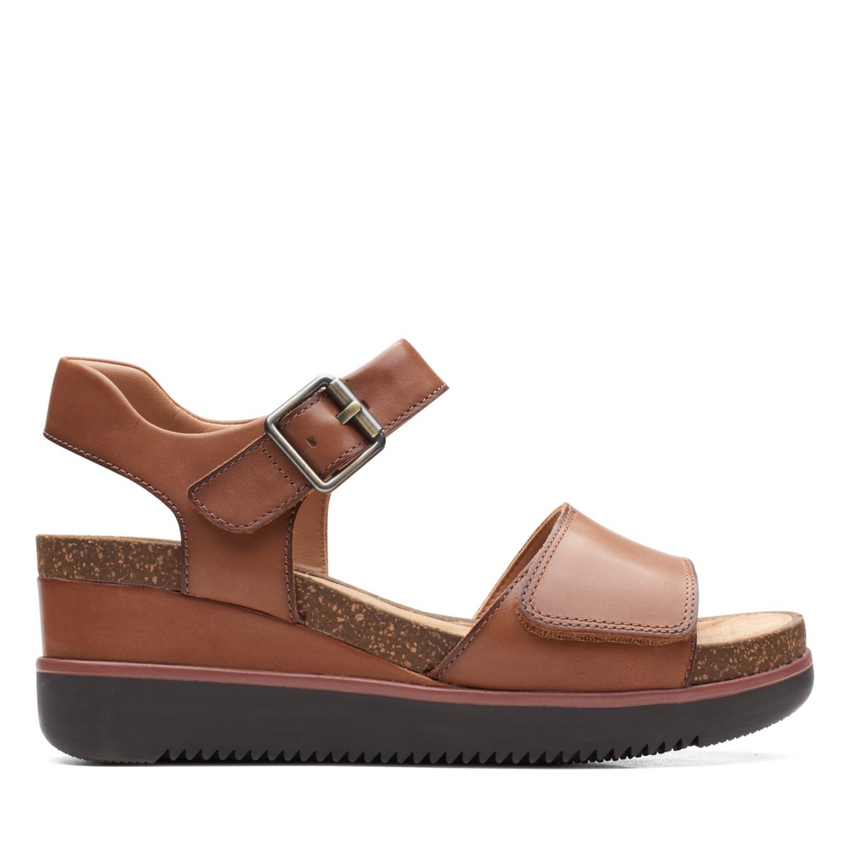 Dark Brown Clarks Lizby Strap Wedge Sandals | 12435511