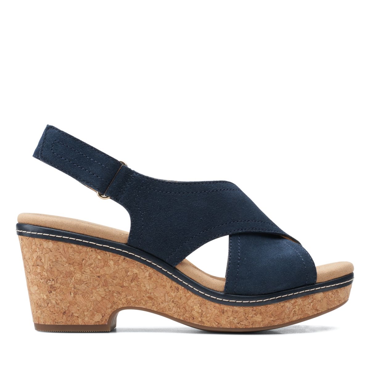 Navy Clarks Giselle Cove Wedge Sandals | 35151005