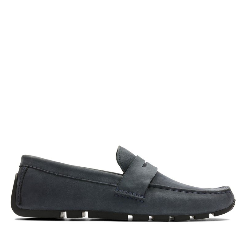 Navy Clarks Oswick Penny Loafers | 32501391