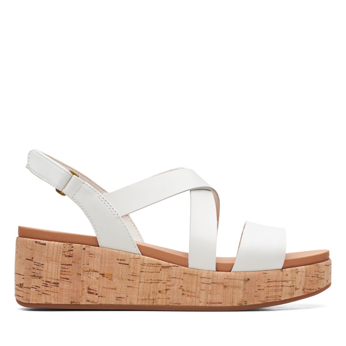 White Clarks Kimmei Cork Wedge Sandals | 44892129