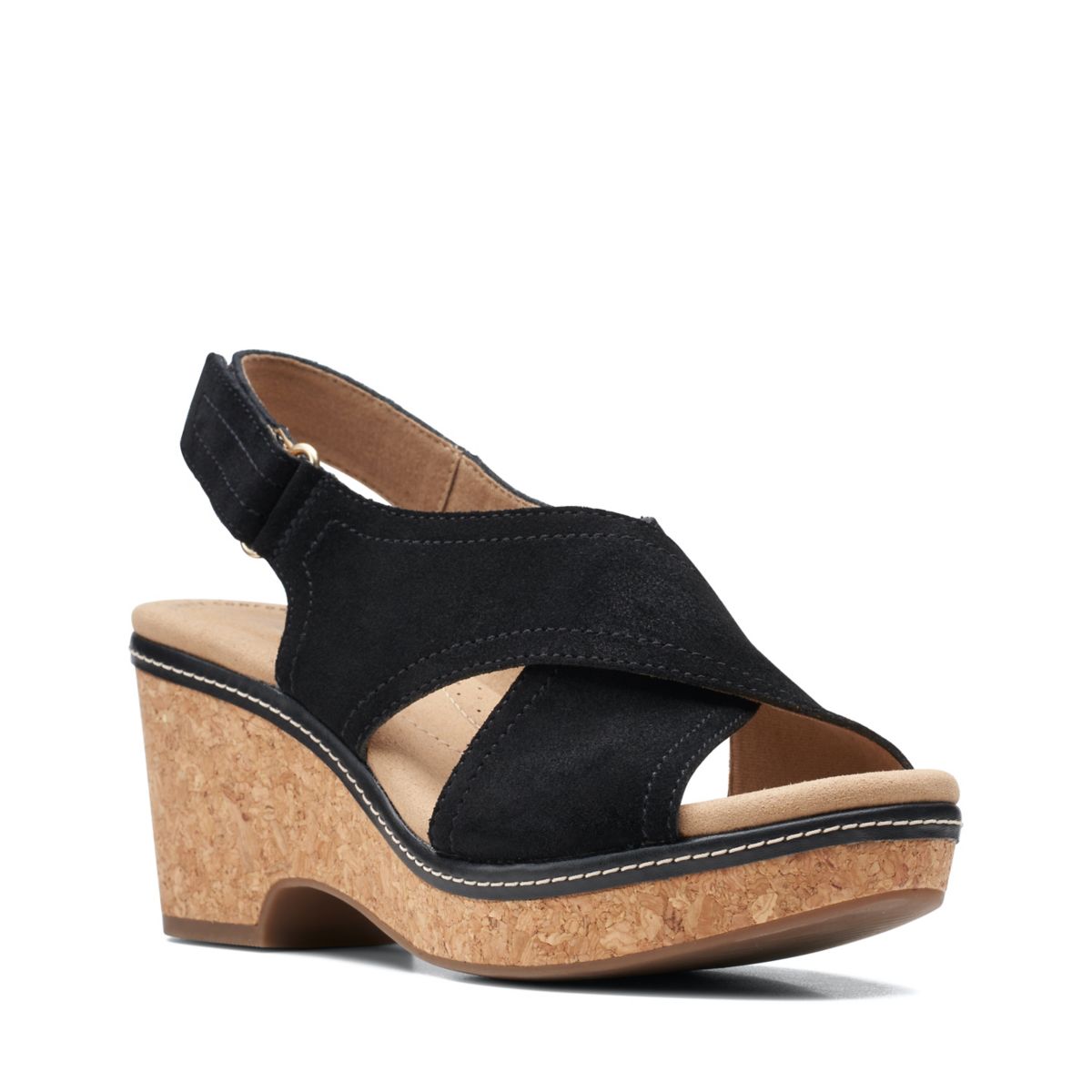 Black Clarks Giselle Cove Wedge Sandals | 47002641