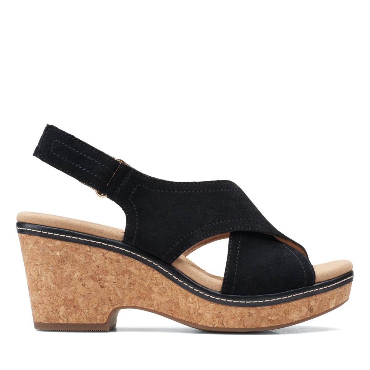 Black Clarks Giselle Cove Wedge Sandals | 47002641