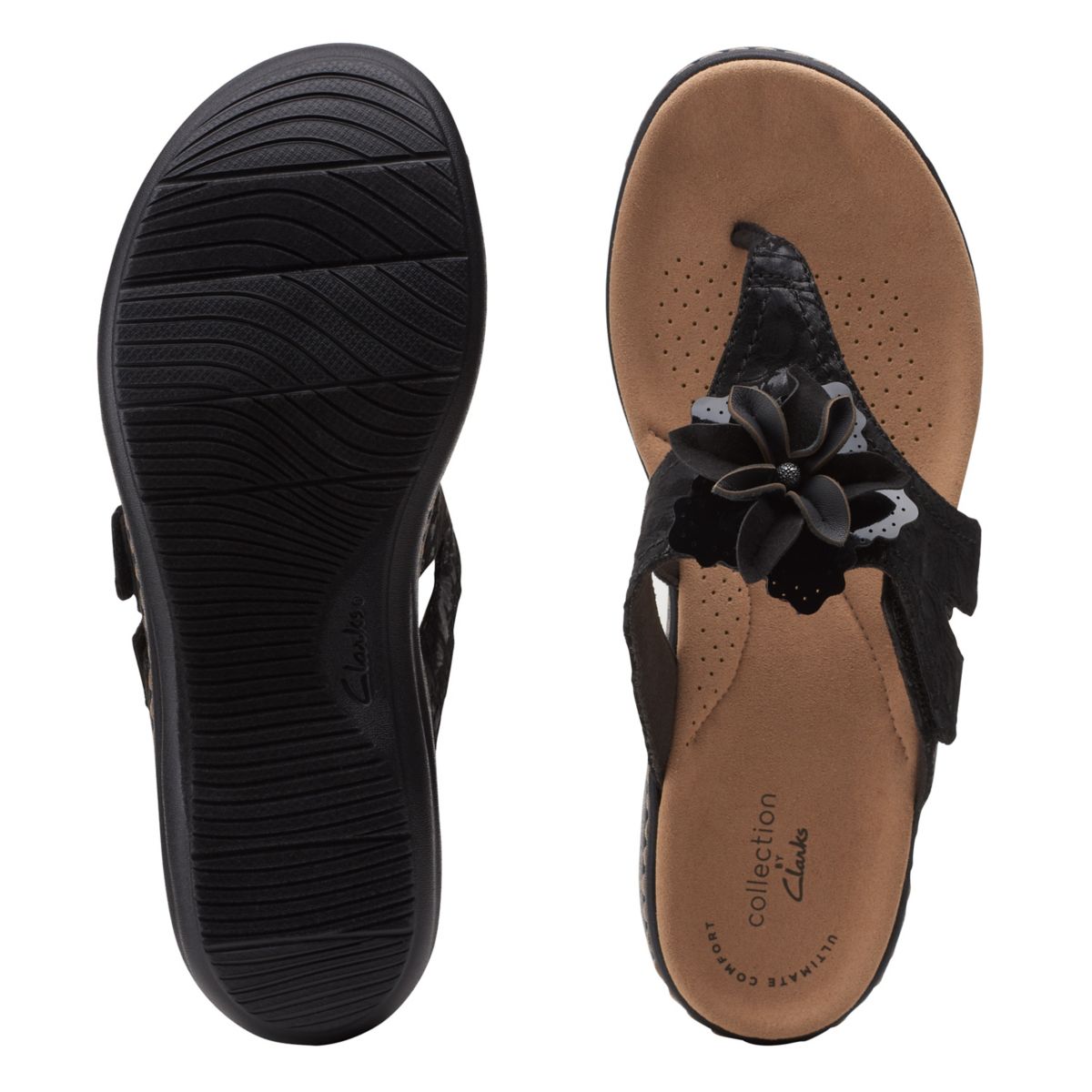 Black Clarks Laurieann Gema Flip Flops | 71528930