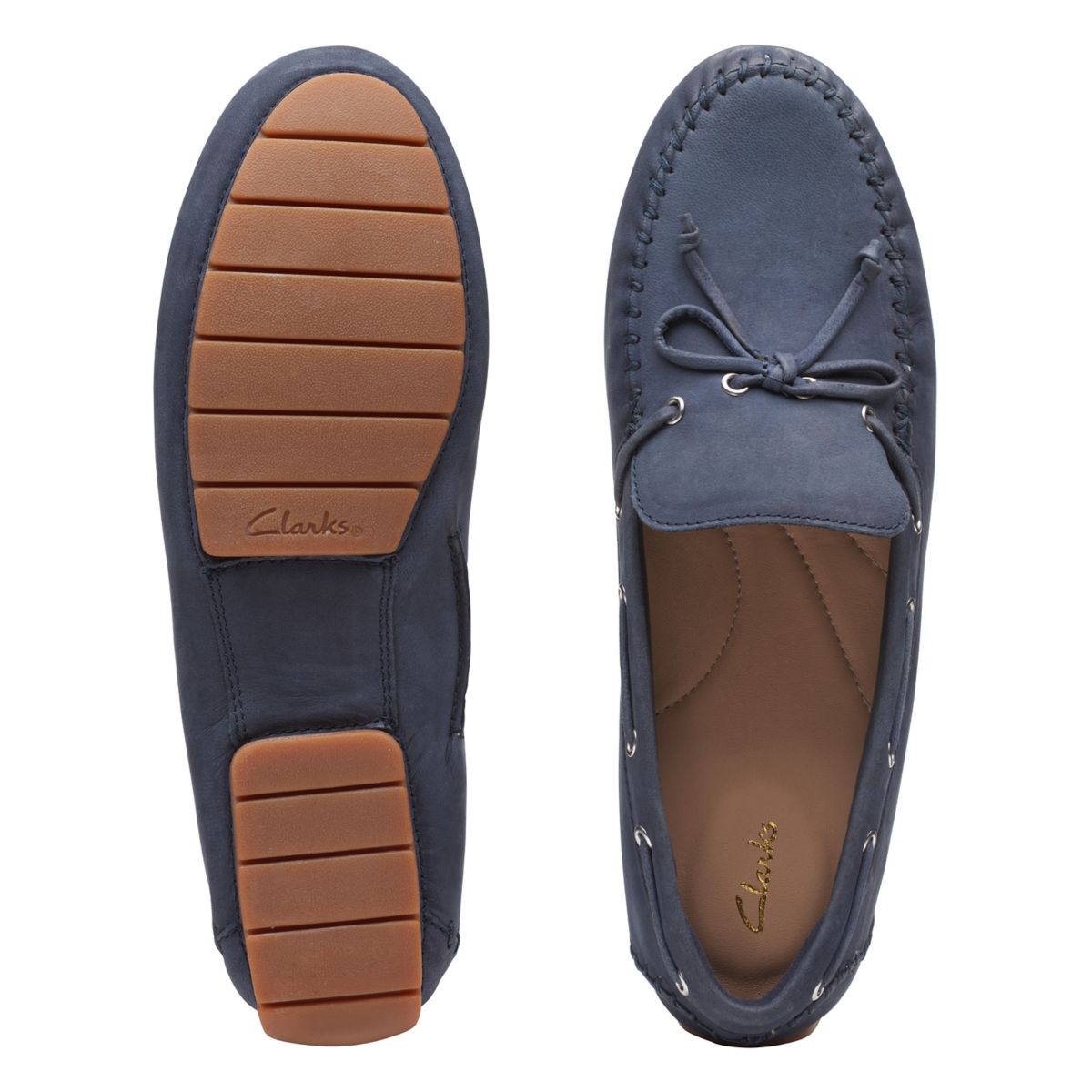 Navy Clarks C Mocc Tie Loafers | 27823278