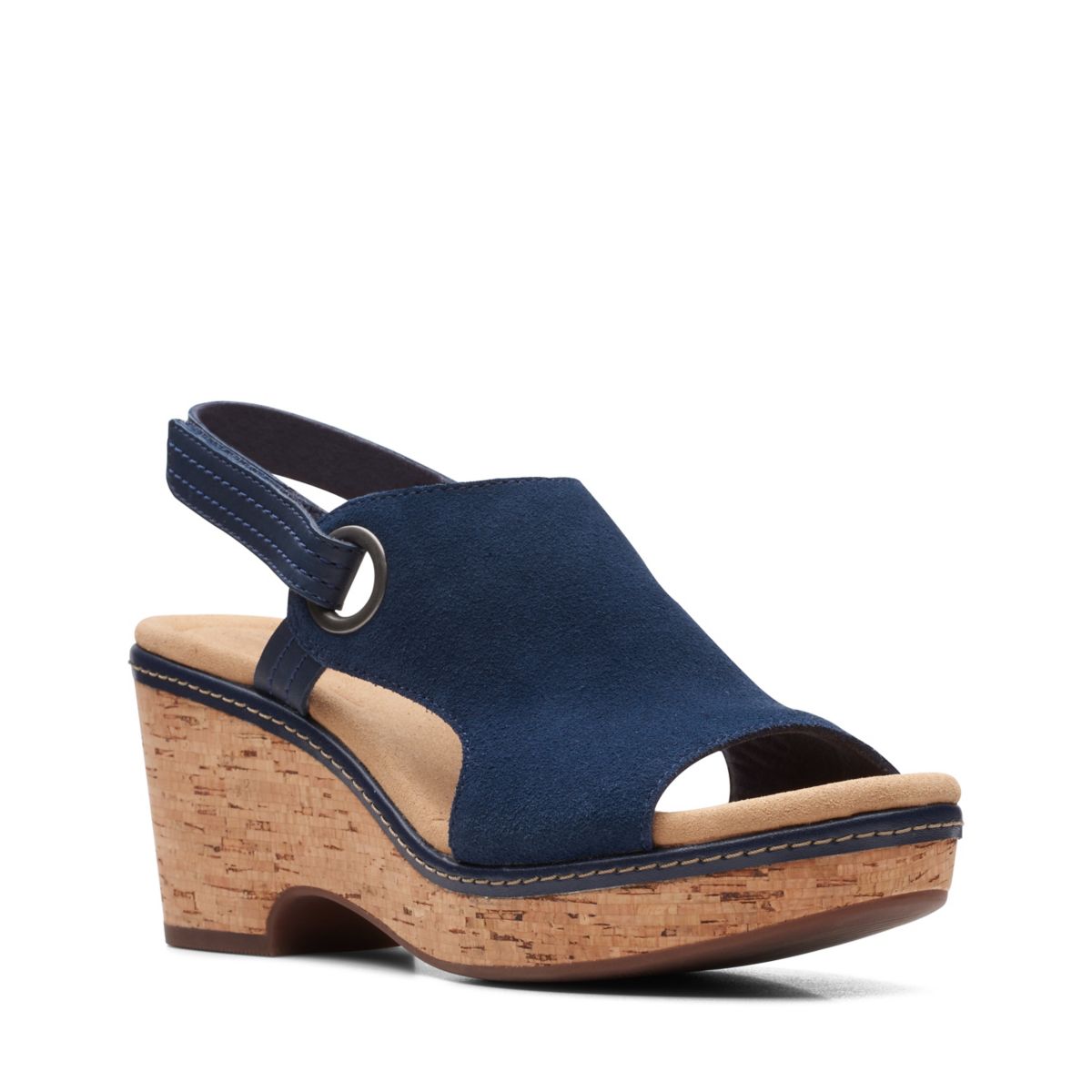 Navy Clarks Giselle Sea Wedge Sandals | 88054266