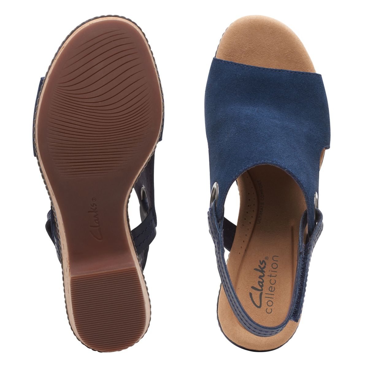 Navy Clarks Giselle Sea Wedge Sandals | 88054266