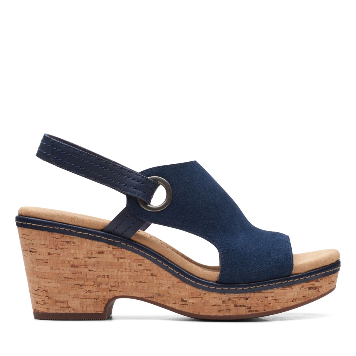 Navy Clarks Giselle Sea Wedge Sandals | 88054266